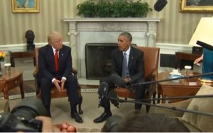 Em 1ª reunião na Casa Branca, Obama e Michelle se recusam a tirar foto com Trump 